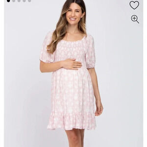 Pink Blush Maternity Pink Floral Smocked Maternity Dress